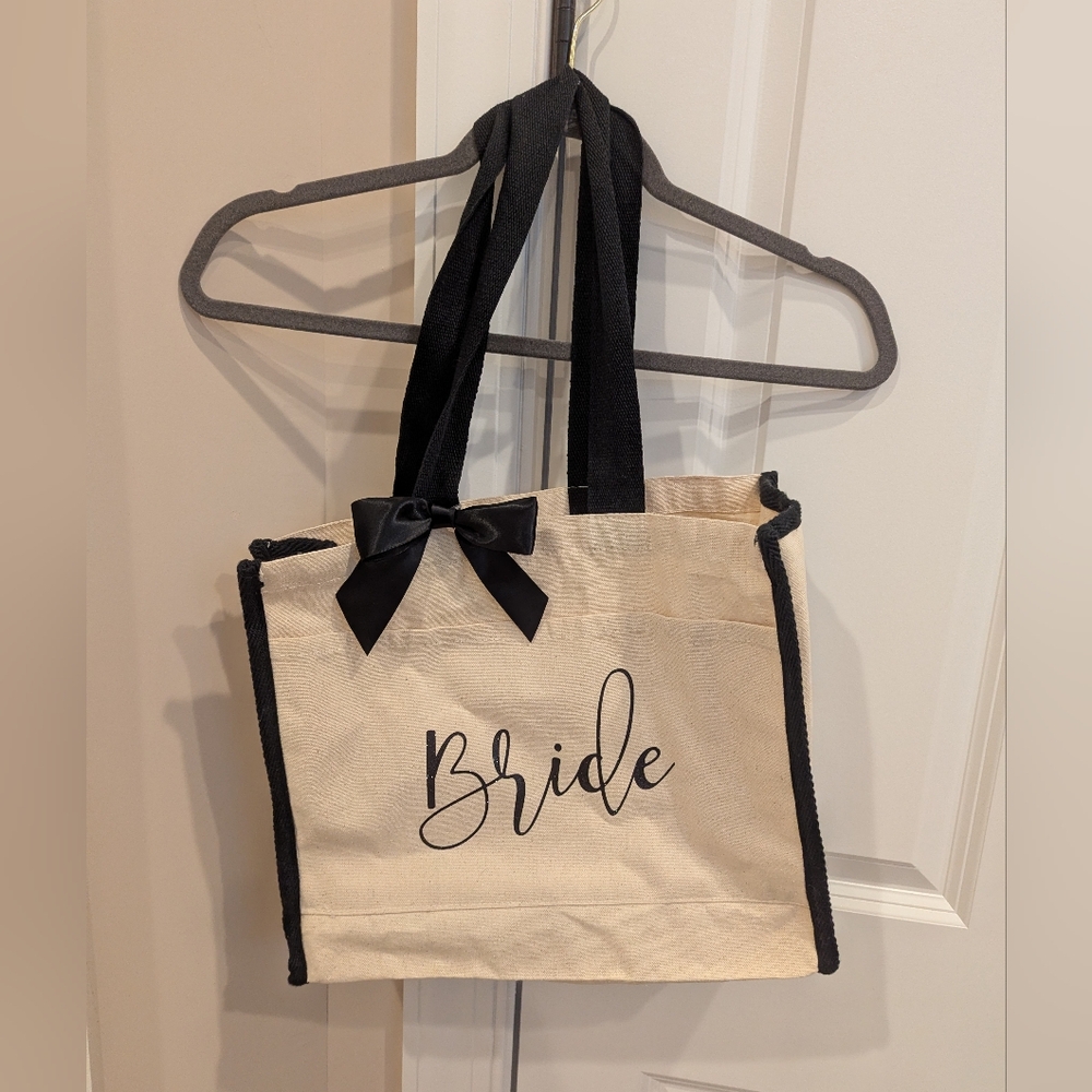 Canvas Bride Tote Bag - Black and Cream